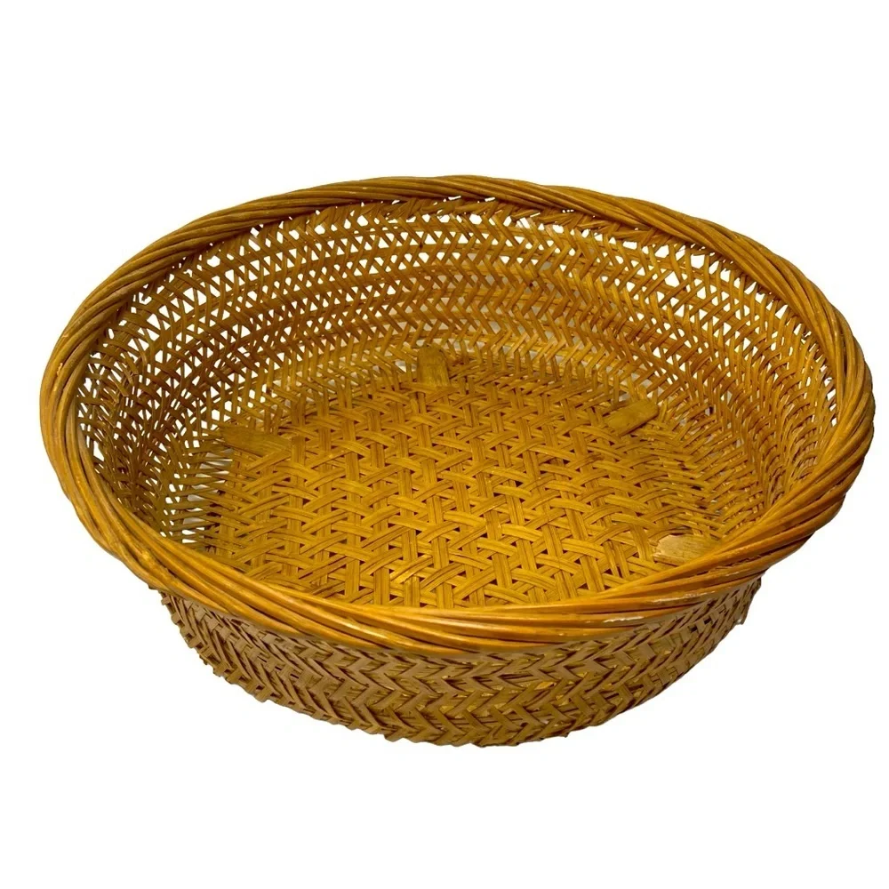 Large Wicker | Rattan | Round Brown Basket | Home Decor 13”
